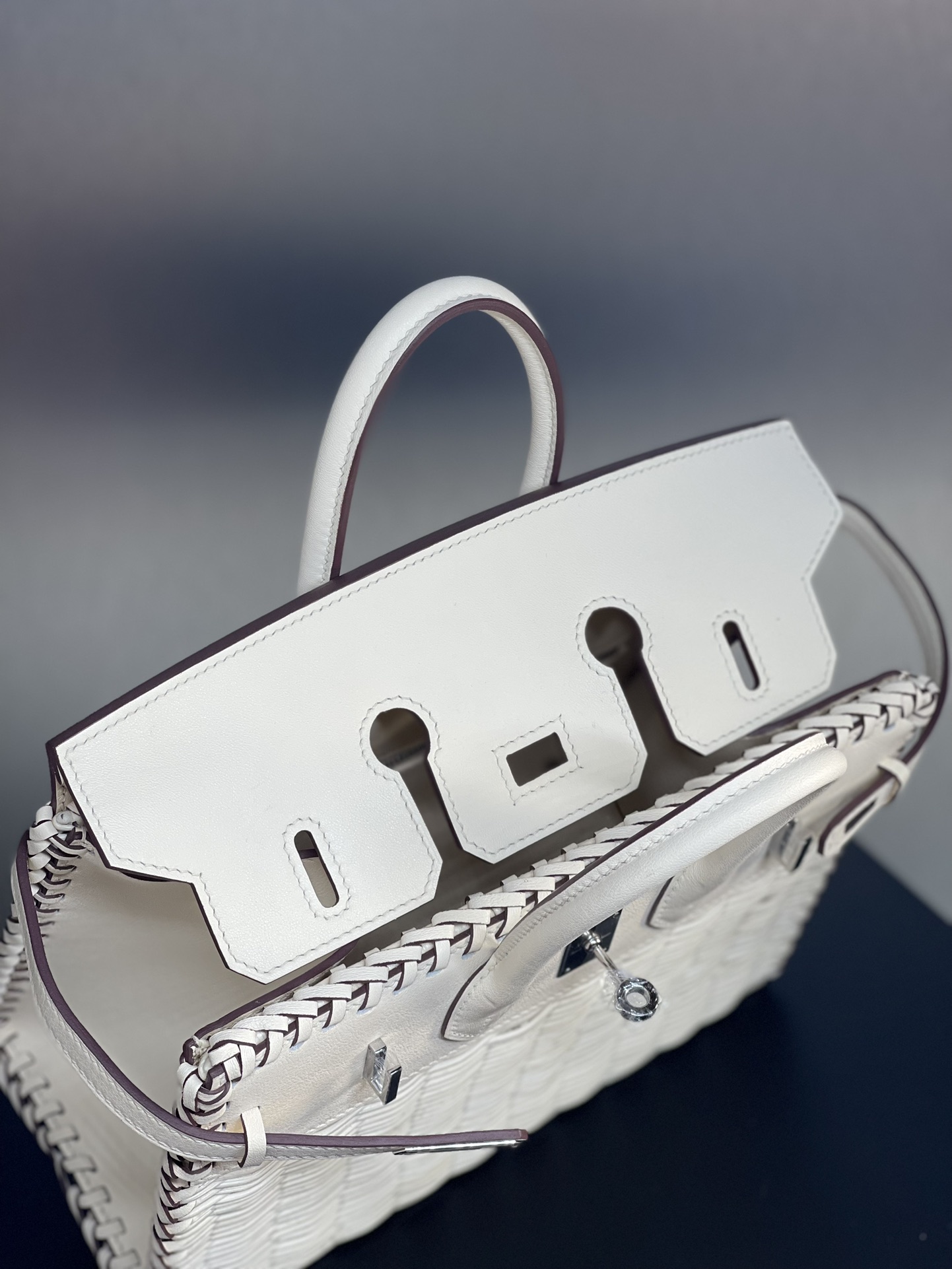 에르메스 버킨백25 피크닉 나타 화이트 은장